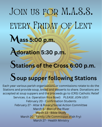 Join us for M.A.S.S. every Friday of Lent 2026
